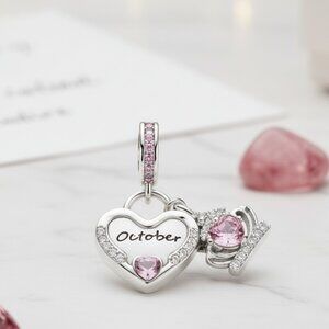 Charm for Bracelet Sterling Silver 925 October